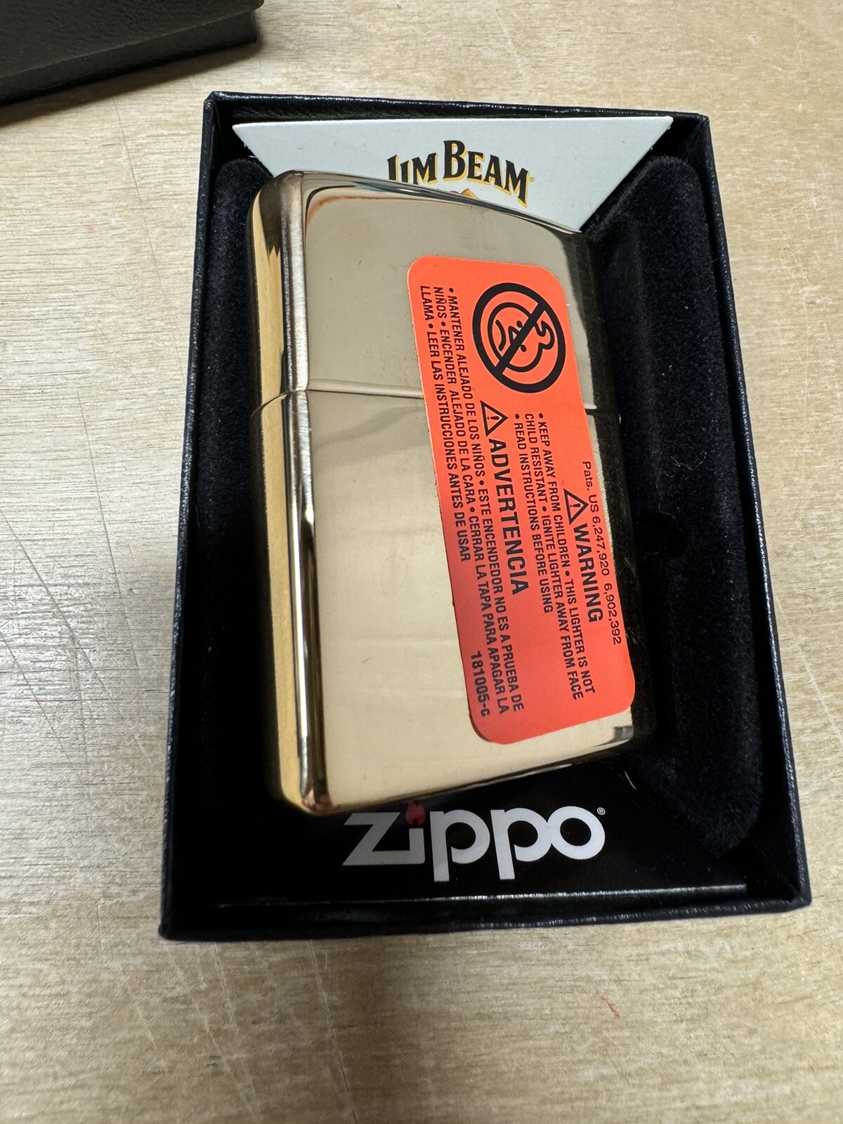 Zippo Jim Beam Whiskey Textured Logo Lighter – Gold – 254BJB 929 – New