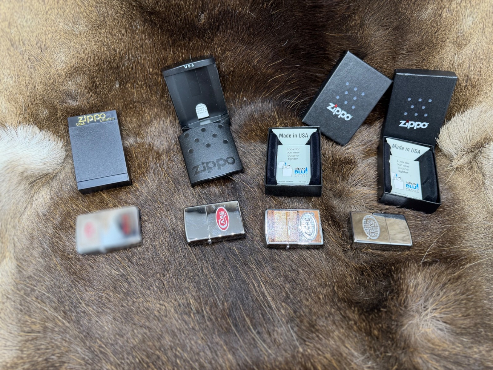 Four (4) Factory Case / Zippo Lighters Mint With Stickers In Box – RARE #11