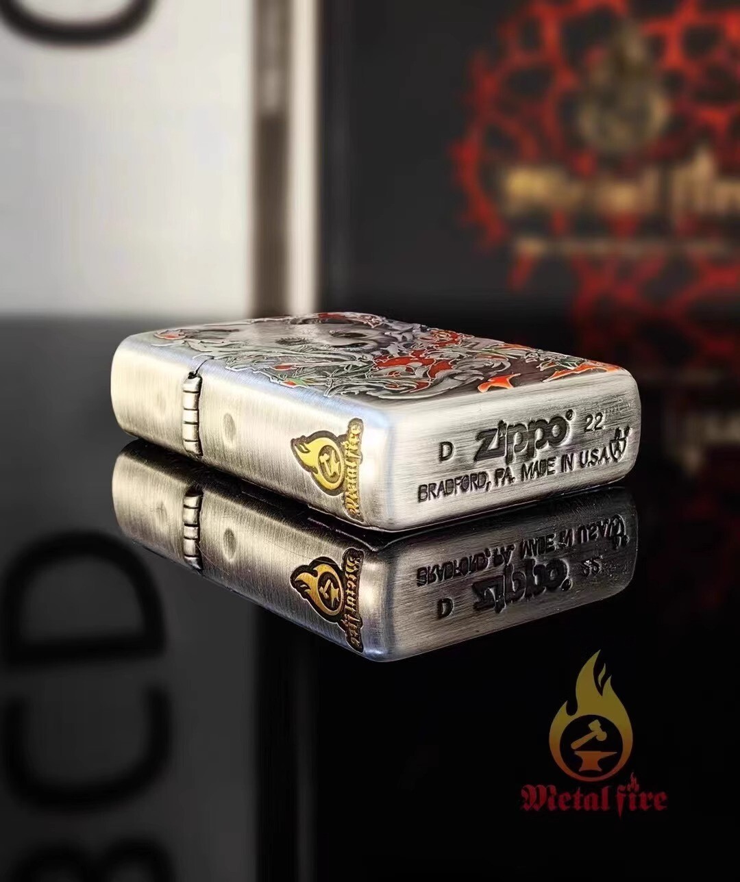 Panda Zippo Lighter Double-Sided Relief Enamel Painted Windproof Gift