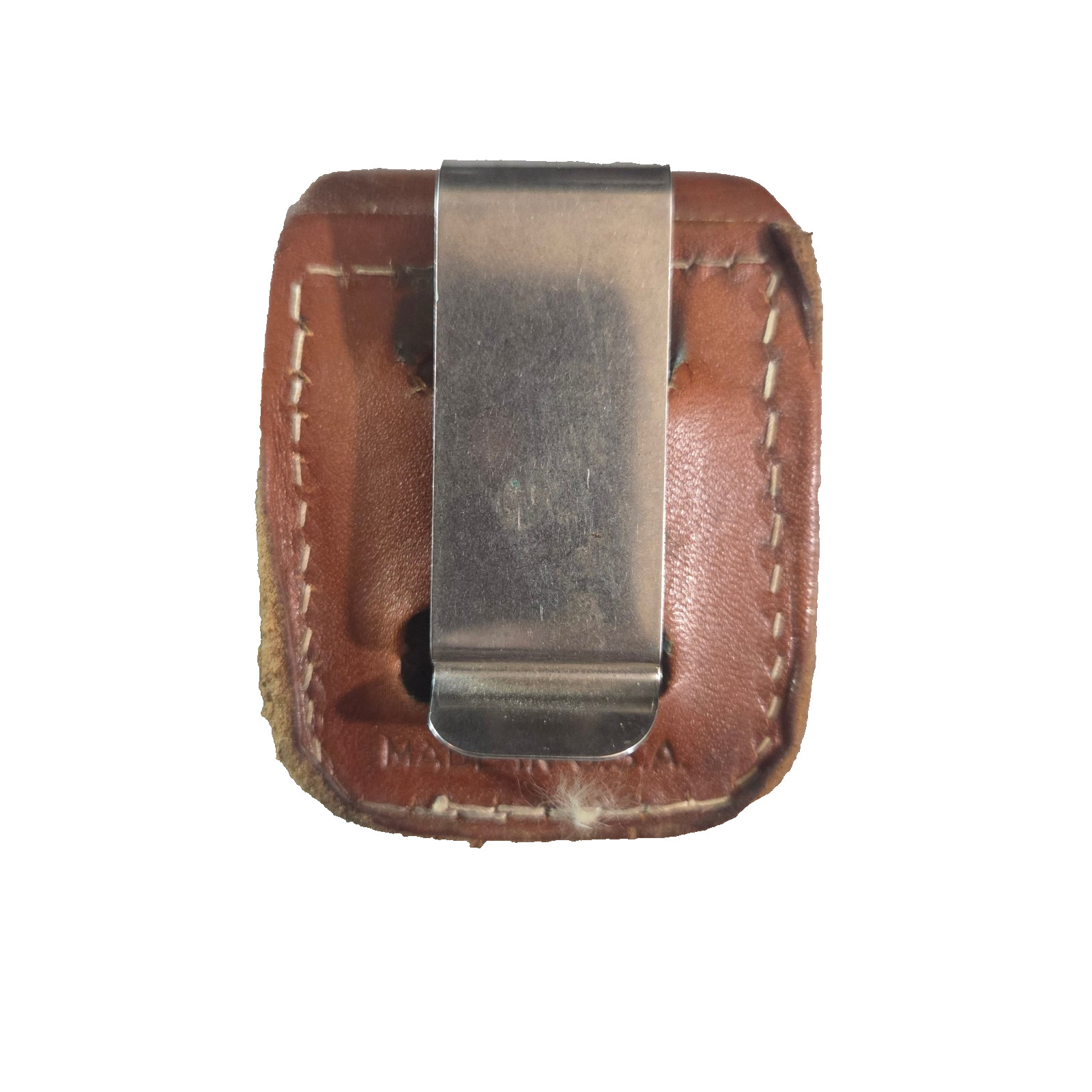 Vintage Zippo Brown Leather Belt Pouch Holder Case Snap Closure USA