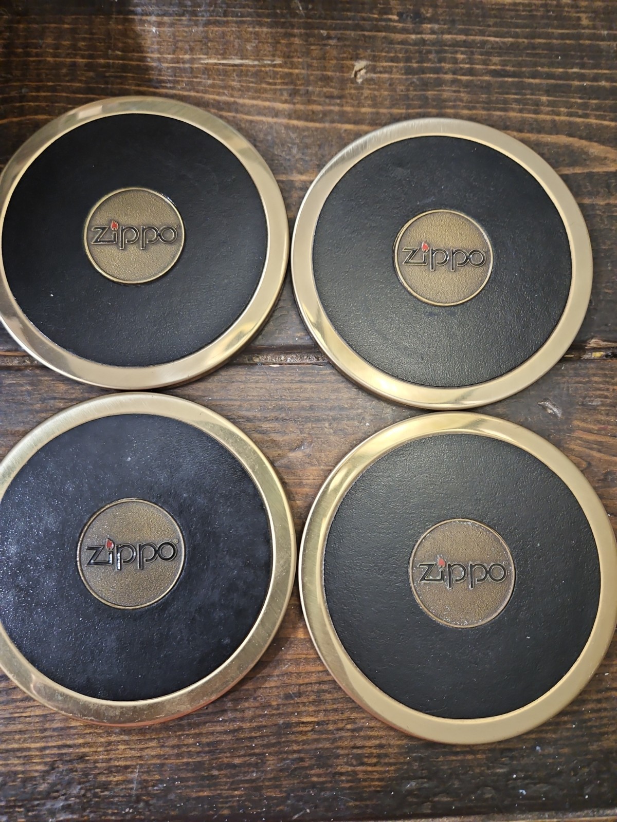 Zippo wine coaster with logo No wooden case Made In The USA Set Of 4