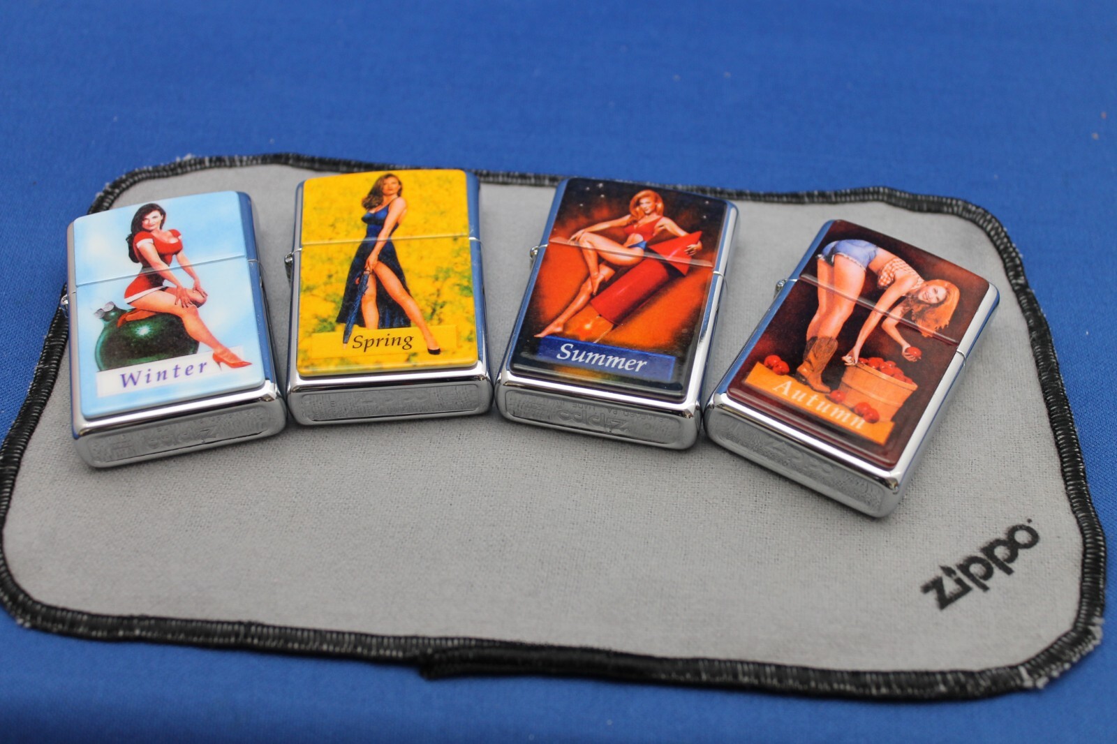 ZIPPO 1996 ZIPPO SALUTES PINUP GIRLS. Limited Edition 4 lighter Set In Tin. NEW.