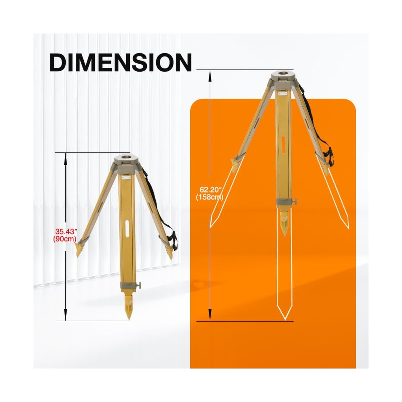 Surveying Wooden Tripod – Heavy-Duty and Adjustable for Total Stations& Theod…