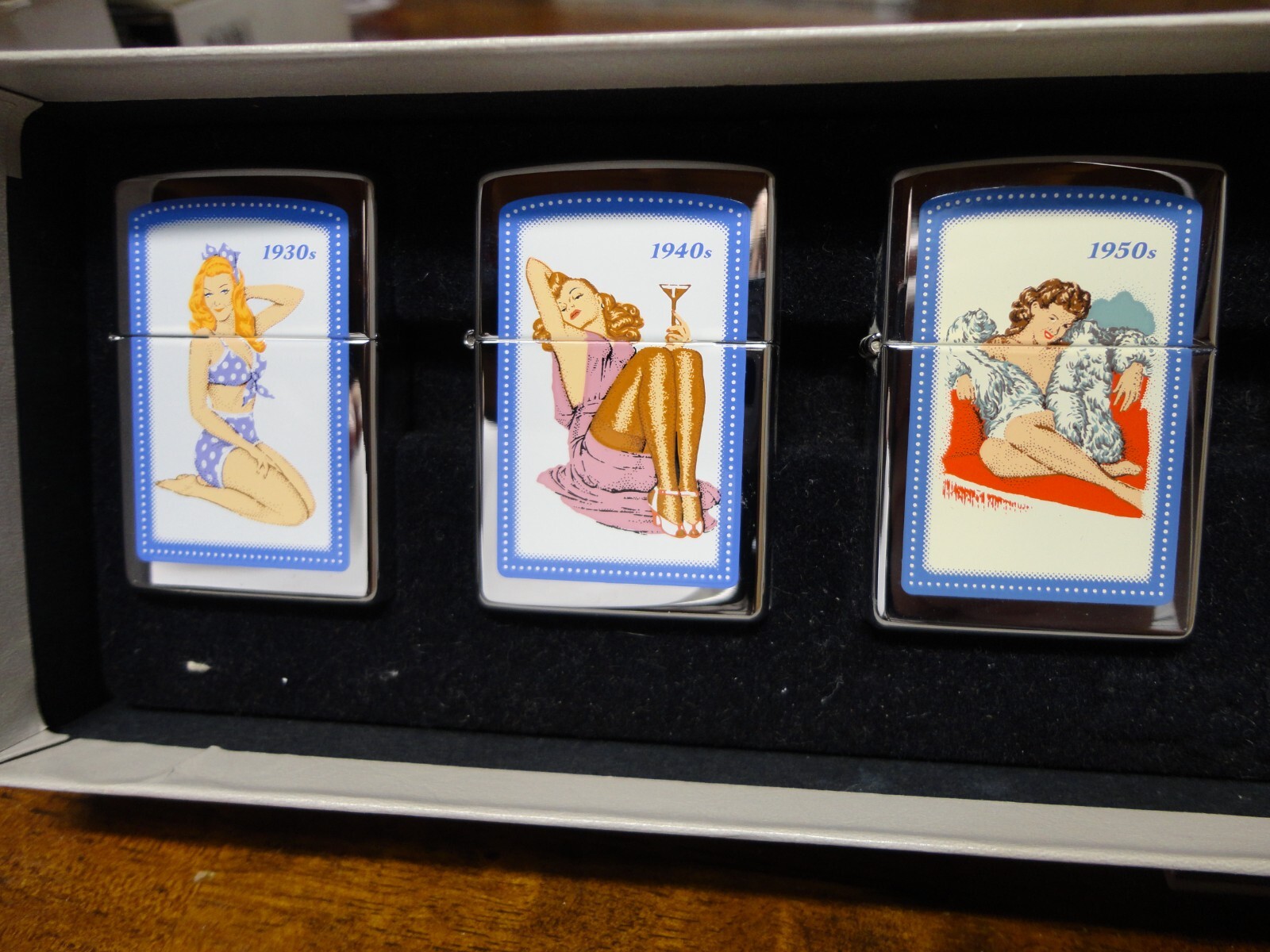 RARE ZIPPO DECADES PINUP SET OF 6 ZIPPO LIGHTERS NEAR MINT 1998 RARELY SEEN