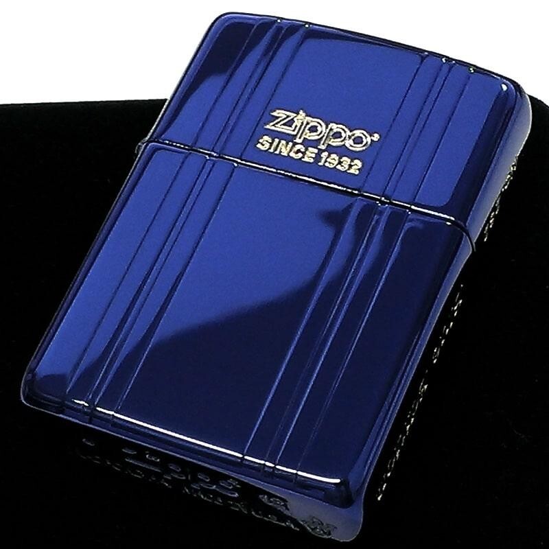 Zippo Oil Lighter Double Stripe Blue Brass Armor Case Limited Number Japan