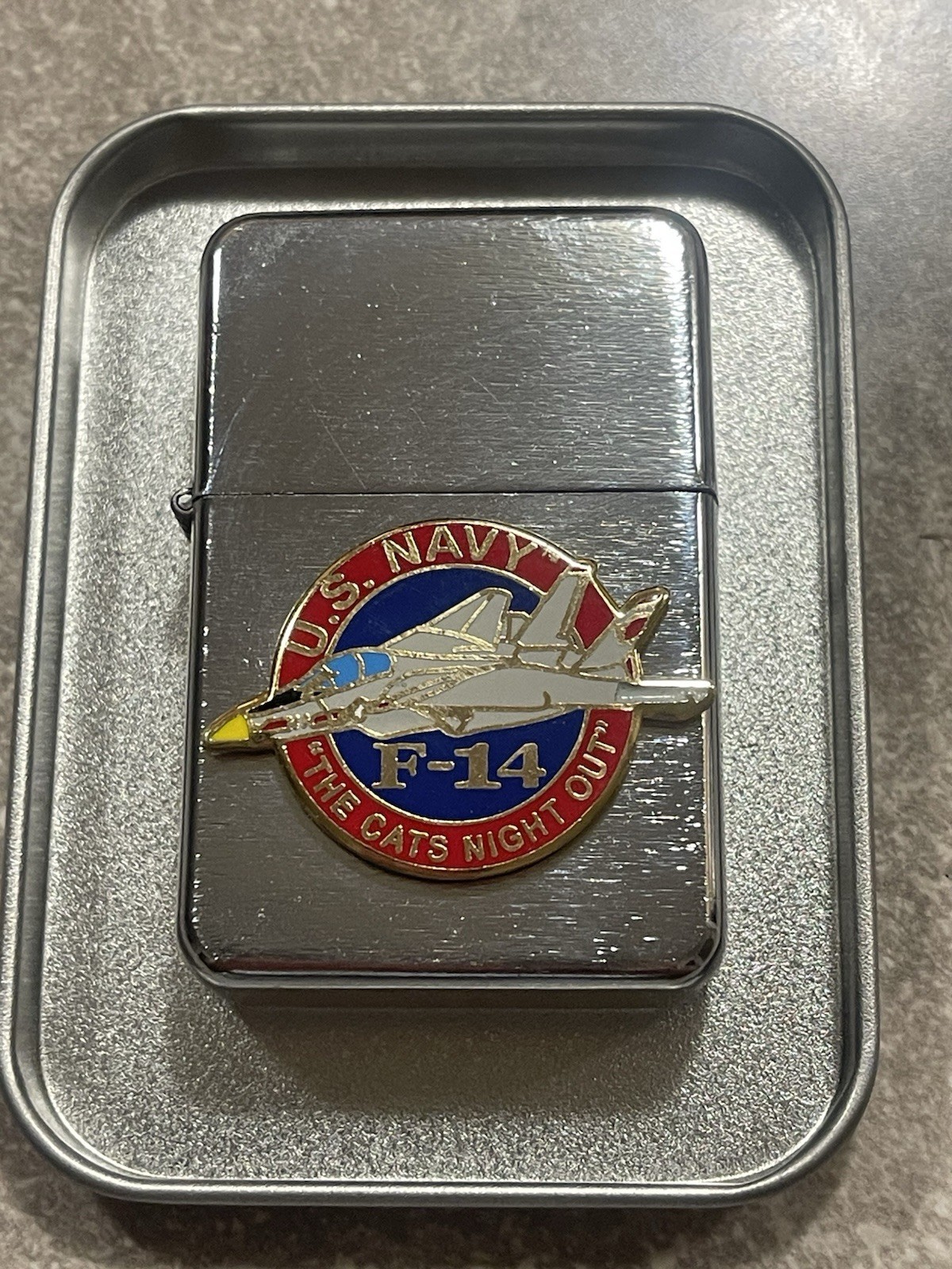 Military chrome lighter Grumman F-14 Tomcat The Cats Night
