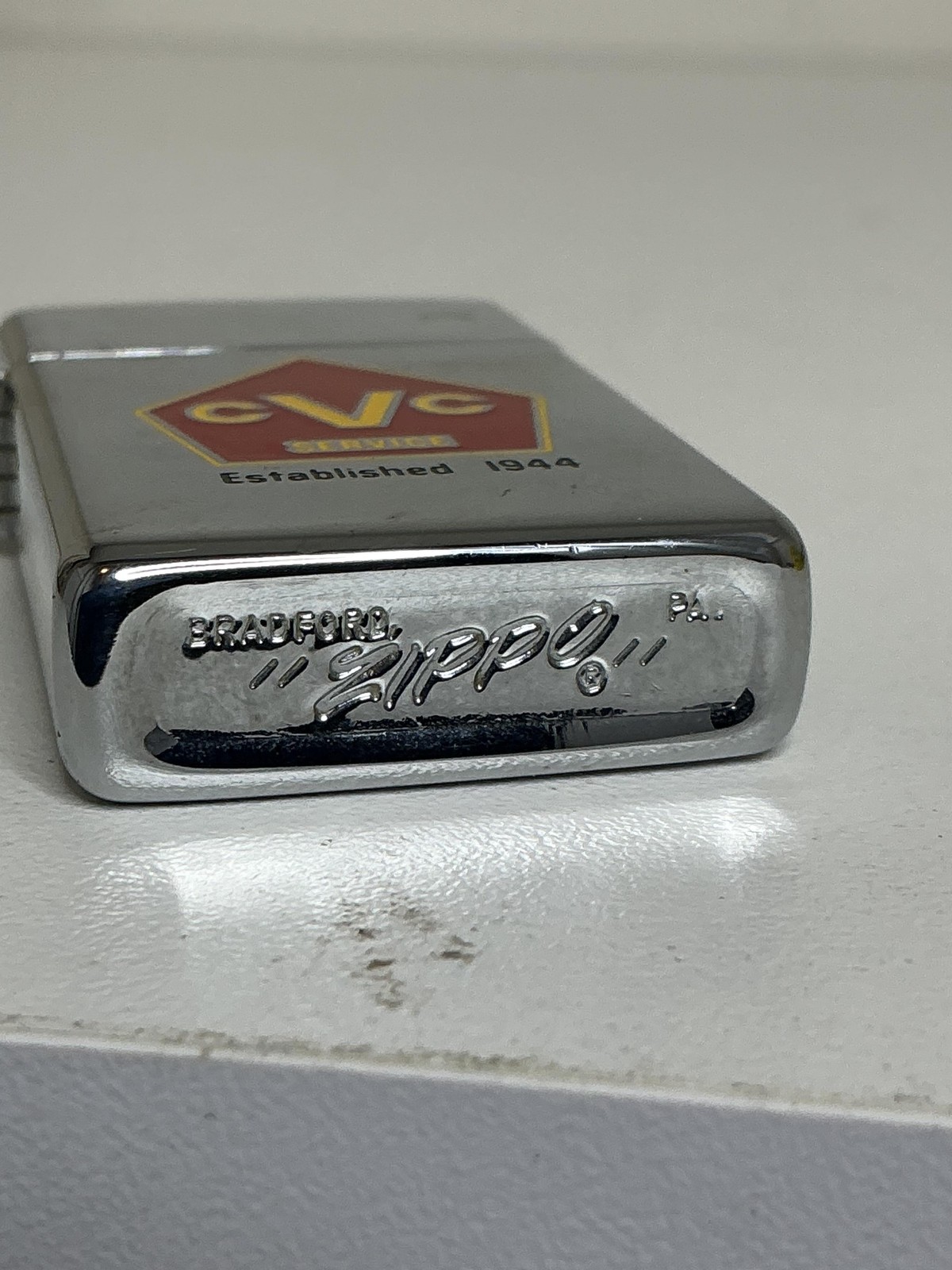 Zippo CVC Service Established 1944 Chrome Advertising Lighter USA Auto Logo