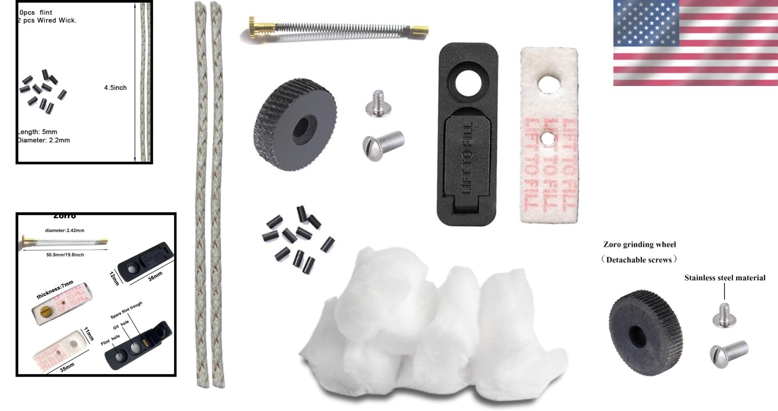 Universal Lighter Repair Kit Flint Spring Replacement