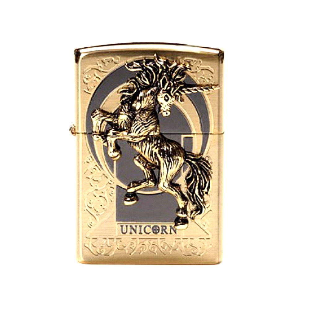 Zippo Unicorn Gold Lighters Genuine Original Packing 6 Flints set GIFT