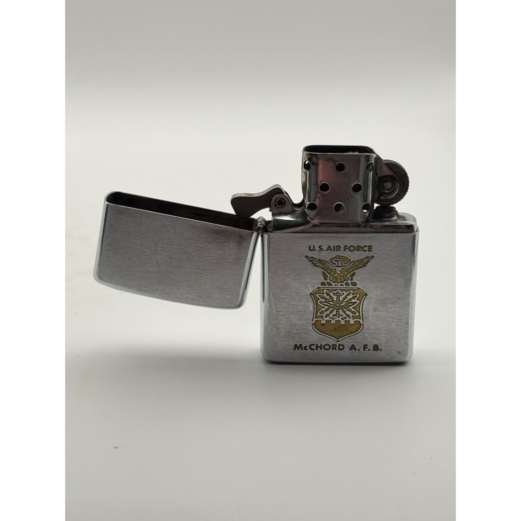 1975 Zippo McChord AFB US Air Force Crest Chrome Lighter Military Vintage USA