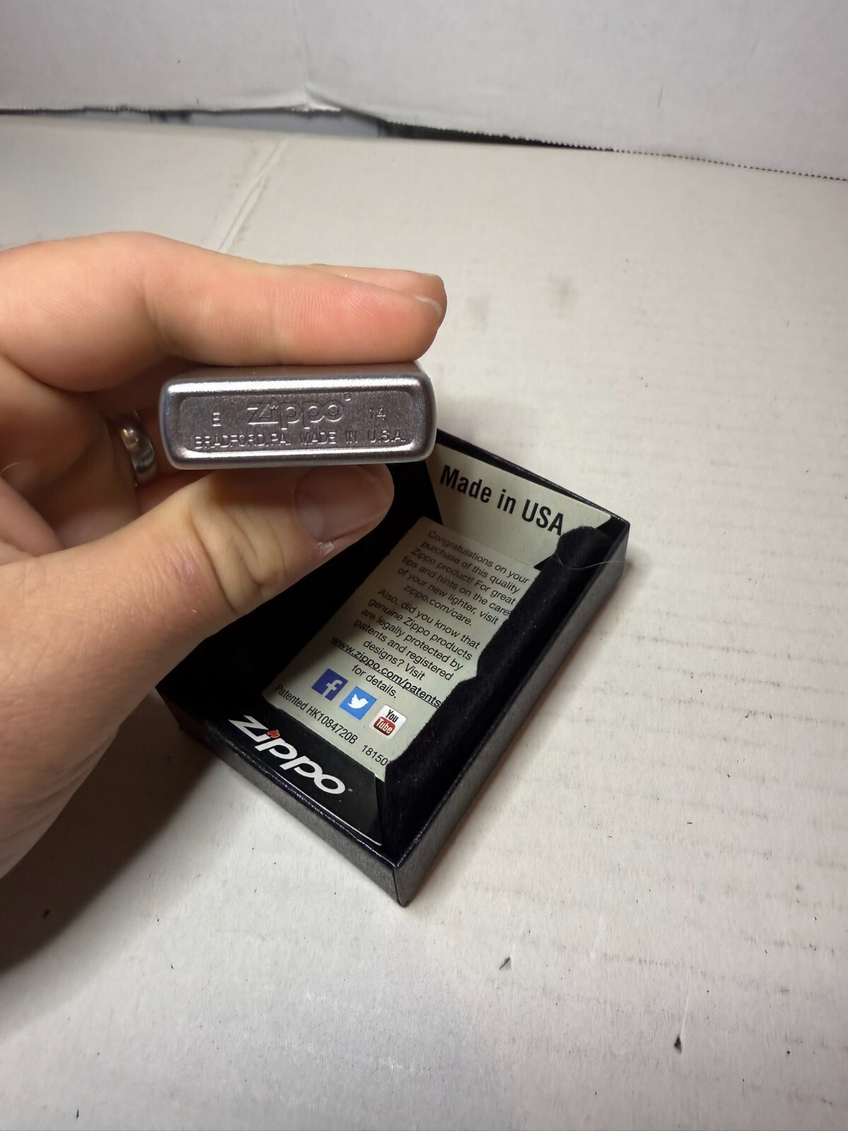 Genuine Zippo 205 REG Classic Satin Chrome Metal Windproof Refillable Lighter