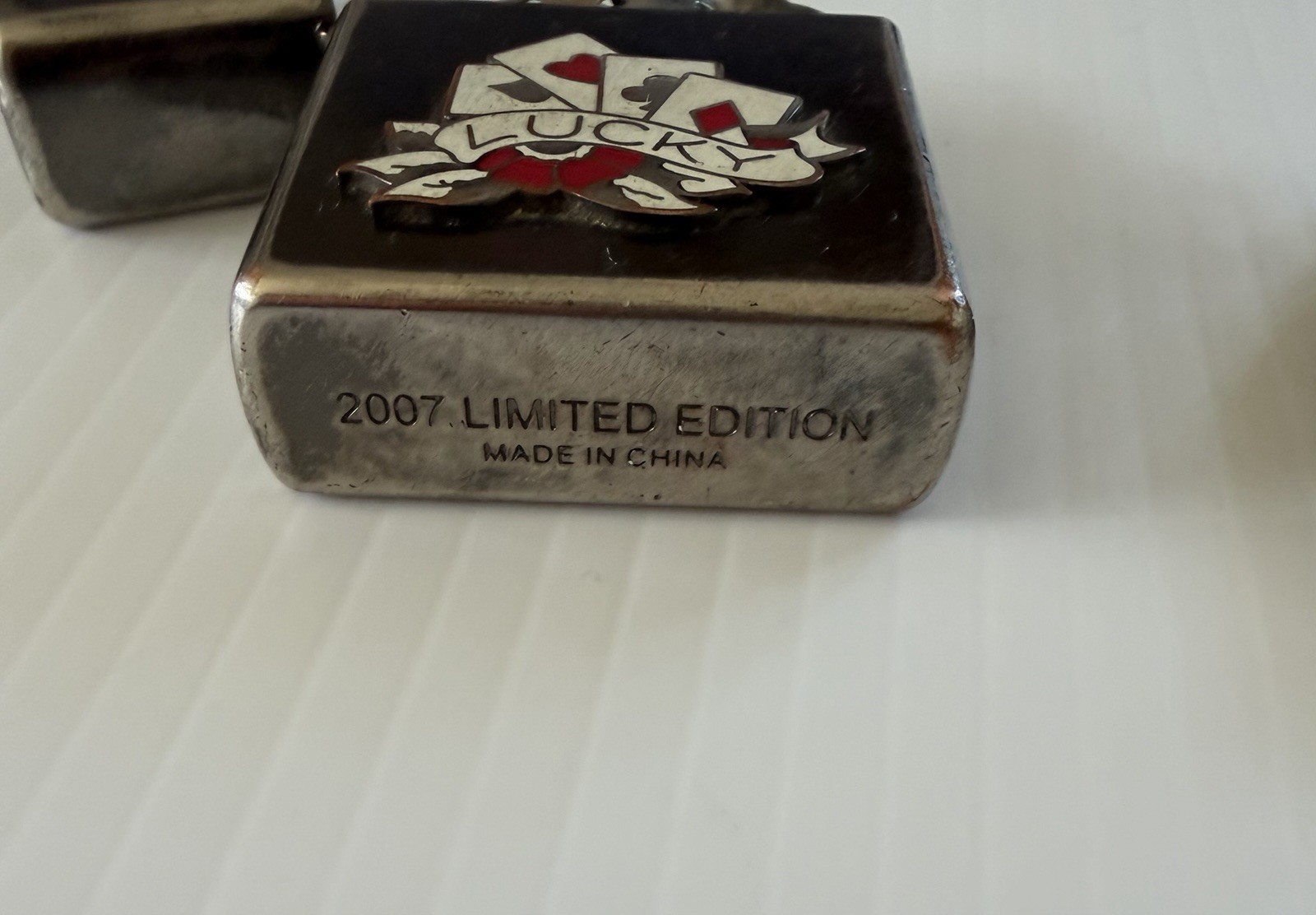 Lot of 2 Vintage Zippo Lighters Black Crackle & Lucky Cards Repair/Parts