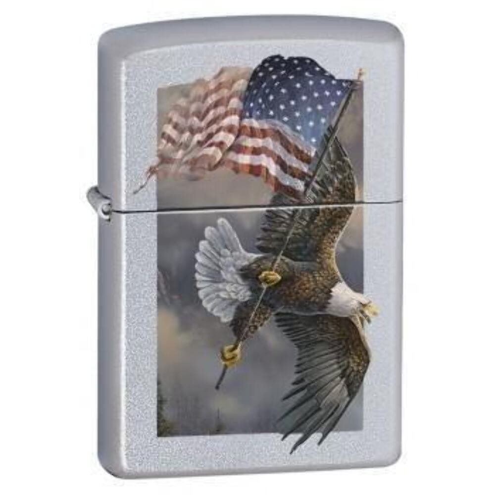 Zippo Lighter – Old Glory at Half Dome V2 Satin Chrome