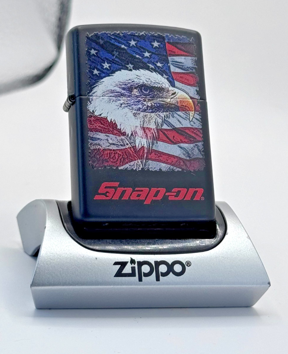 GENUINE Zippo Lighter SNAP ON AMERICAN FLAG & EAGLE 2021 Black Matte NEW IN BOX