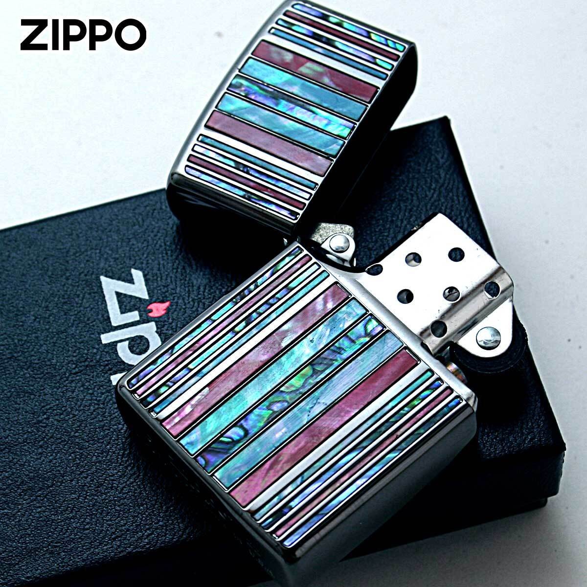 Zippo Zippo lighter shell mother of pearl stripe black SHELL STRIPE BK 1201S832