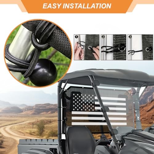 Soft Rear Window Net & Transparent Dust Screen with USA Flag Design