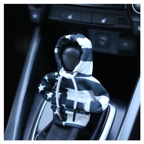 Stacool Car Gear Shift Cover with US Flag Design,Fashionable Black White/L+R