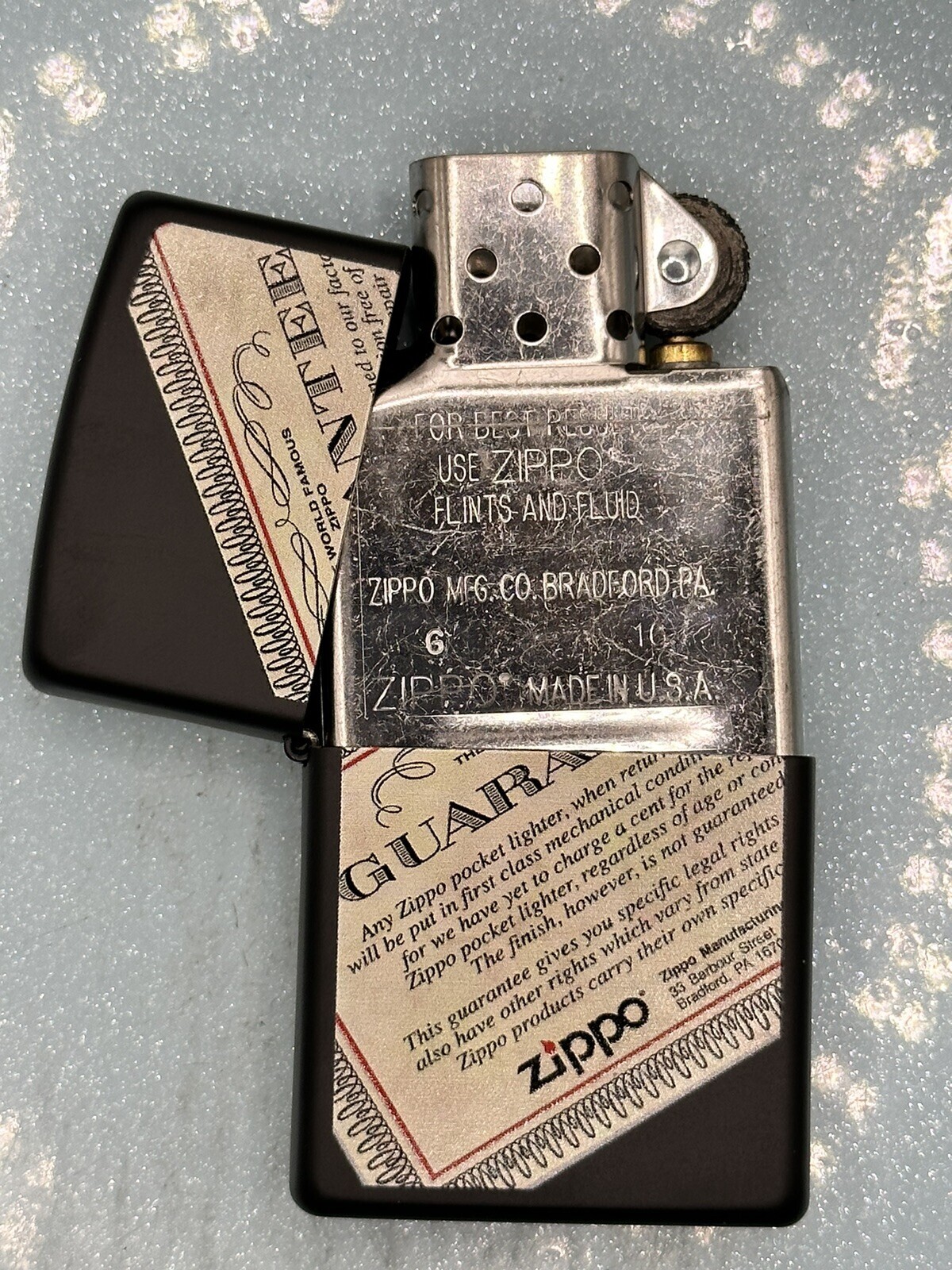 2016 Zippo Lifetime Guarantee Black Matte Zippo Lighter NEW