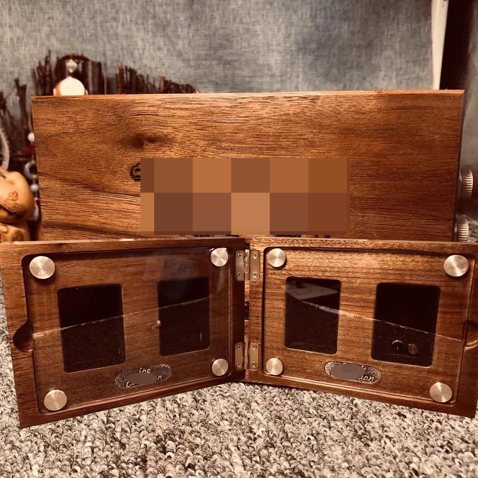 4 Slot North America Black Walnut Collection Display Case – For Zippo Lighters