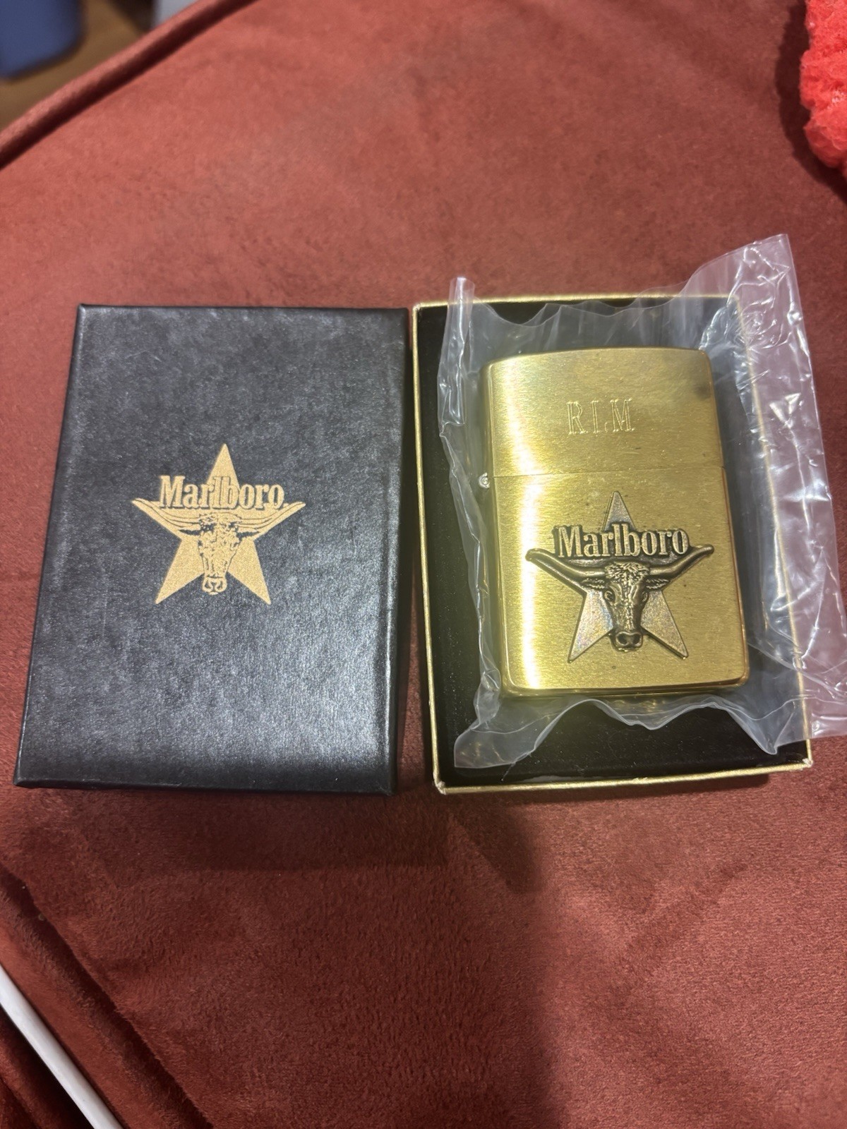Vintage 1991 Marlboro Longhorn Zippo Lighter Solid Brass In Box Engraved RLM