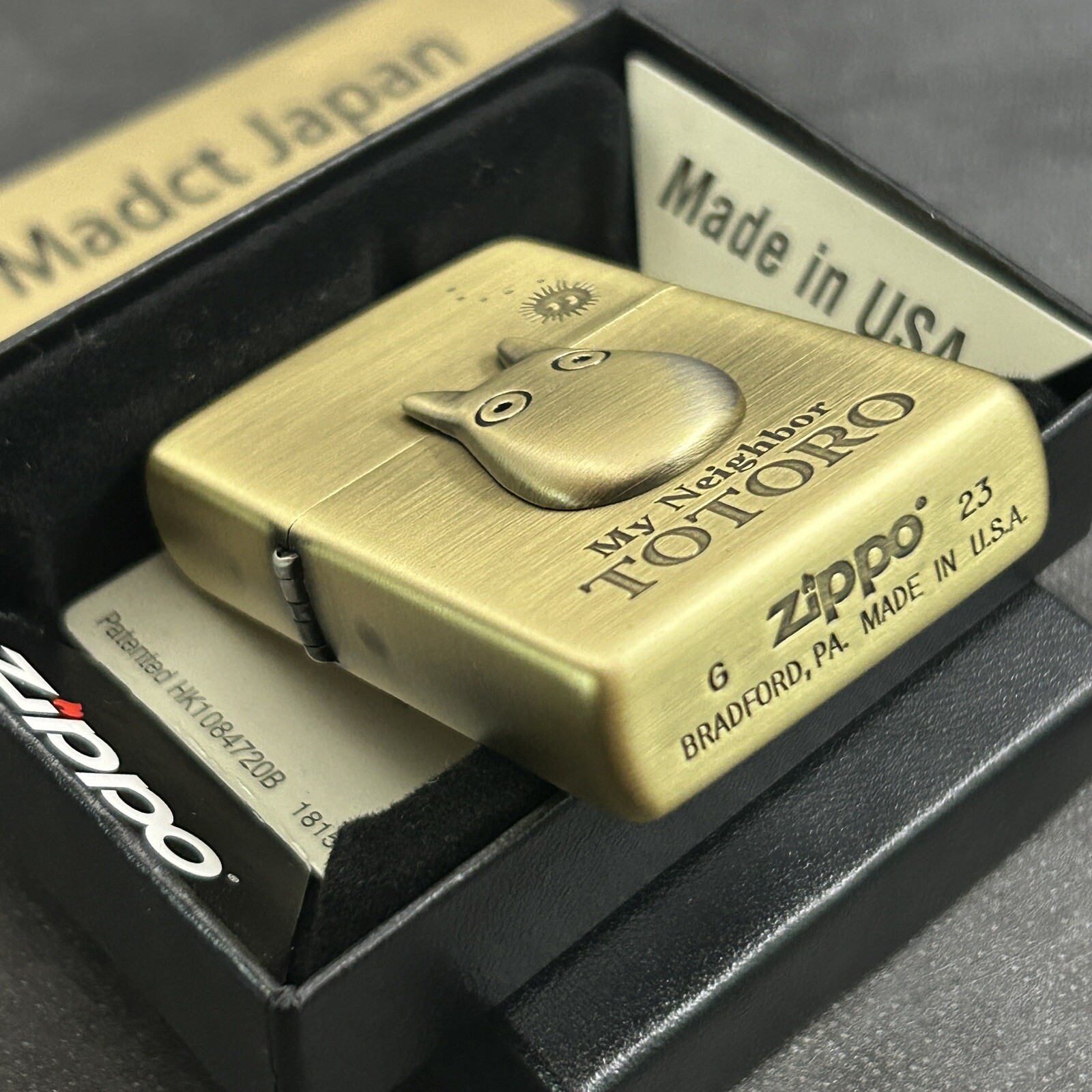 Zippo My Neighbor Small Totoro 3D Metal Gold Brass Lighter Studio Ghibli Japan