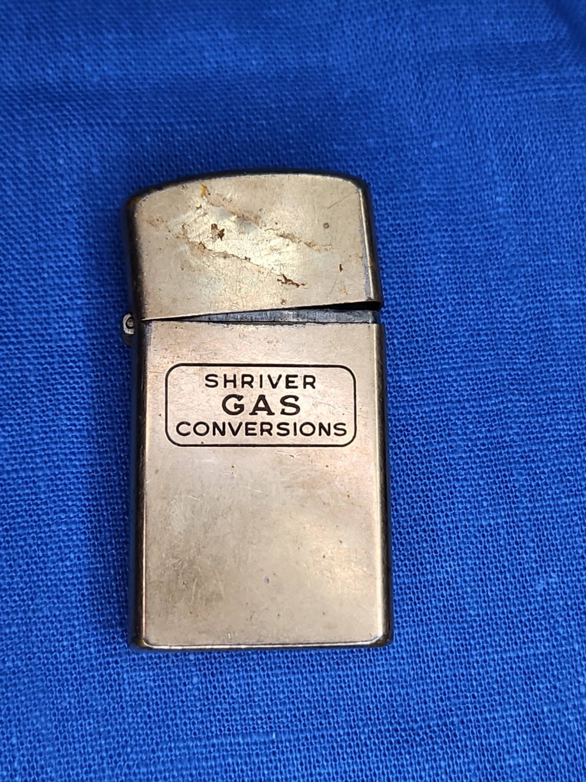 Vintage 10k Gold Filled Zippo Lighter SHRIVER GAS CONVERSIONS 1957/1950s Slim