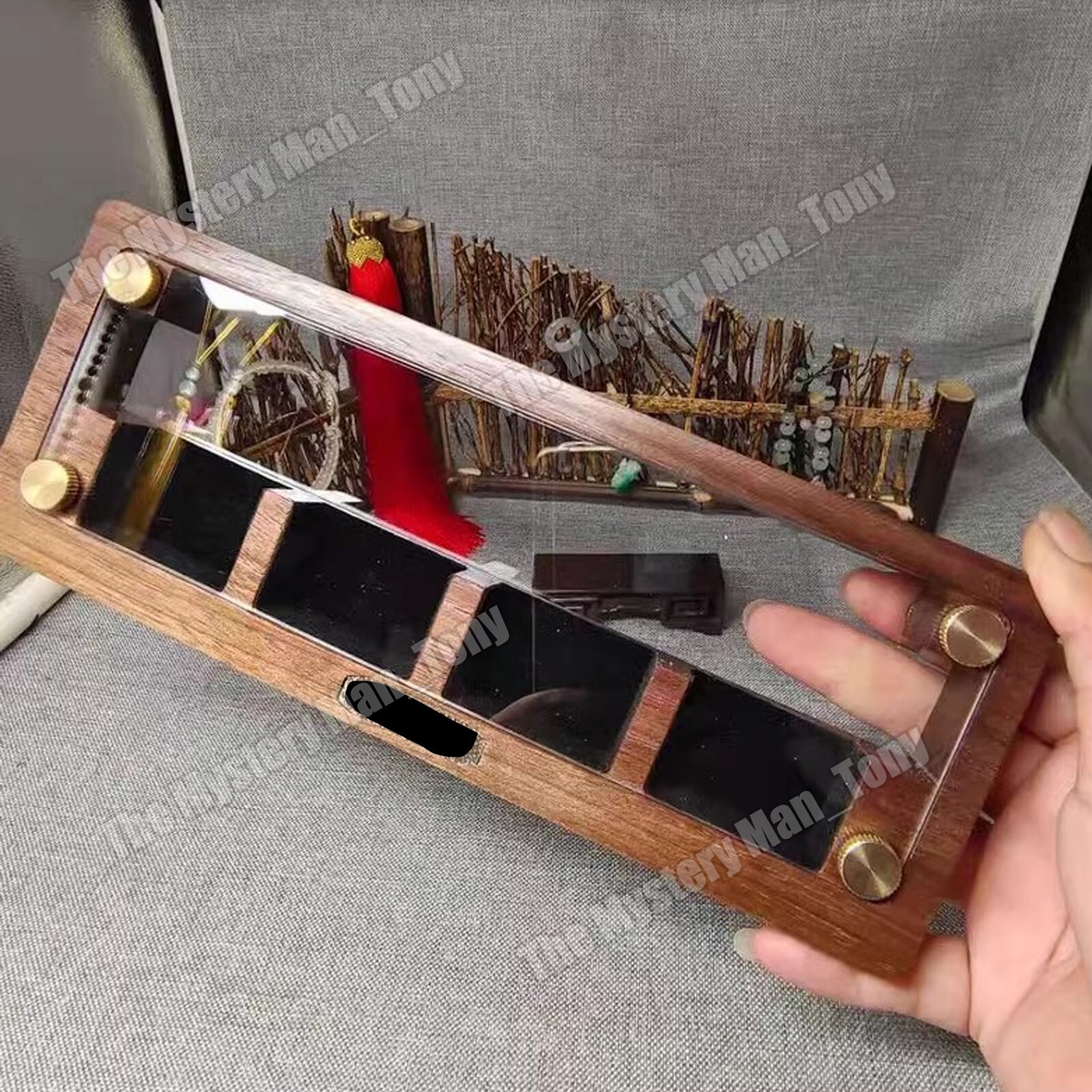 4 Slot Black Walnut Lighters Collection Display Case – for Zippo Lighters