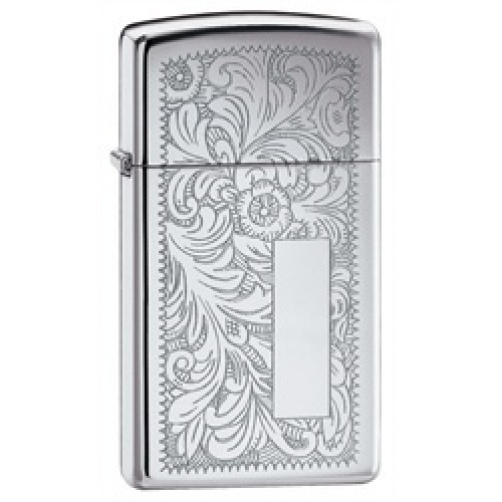 Zippo Windproof Slim Chrome Venetian Lighter, Item 1652, New In Box