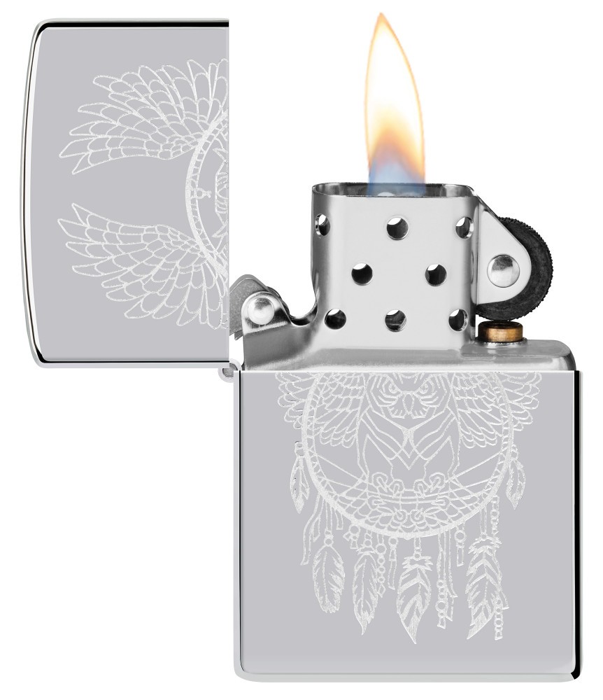 Zippo Dreamcatcher Design High Polish Chrome Windproof Pocket Lighter, 250-11…
