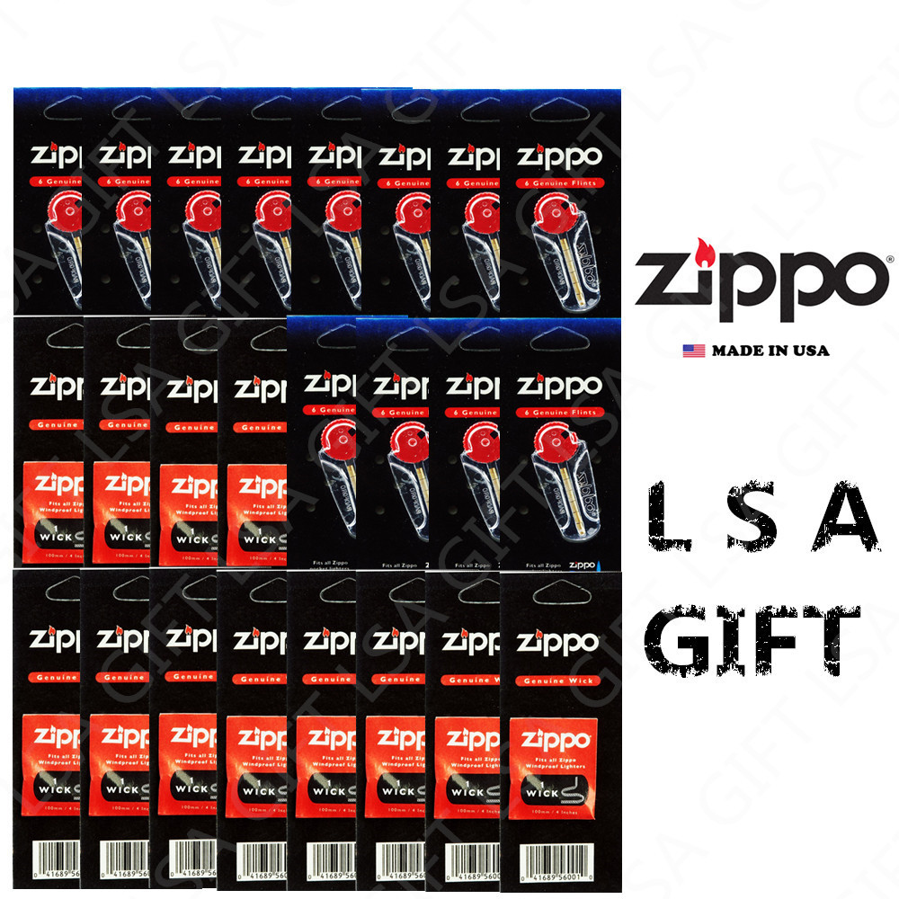 Zippo Lighter Flint & Wick Pack of 24 Value Packs (72x Flints and 12x Wicks)
