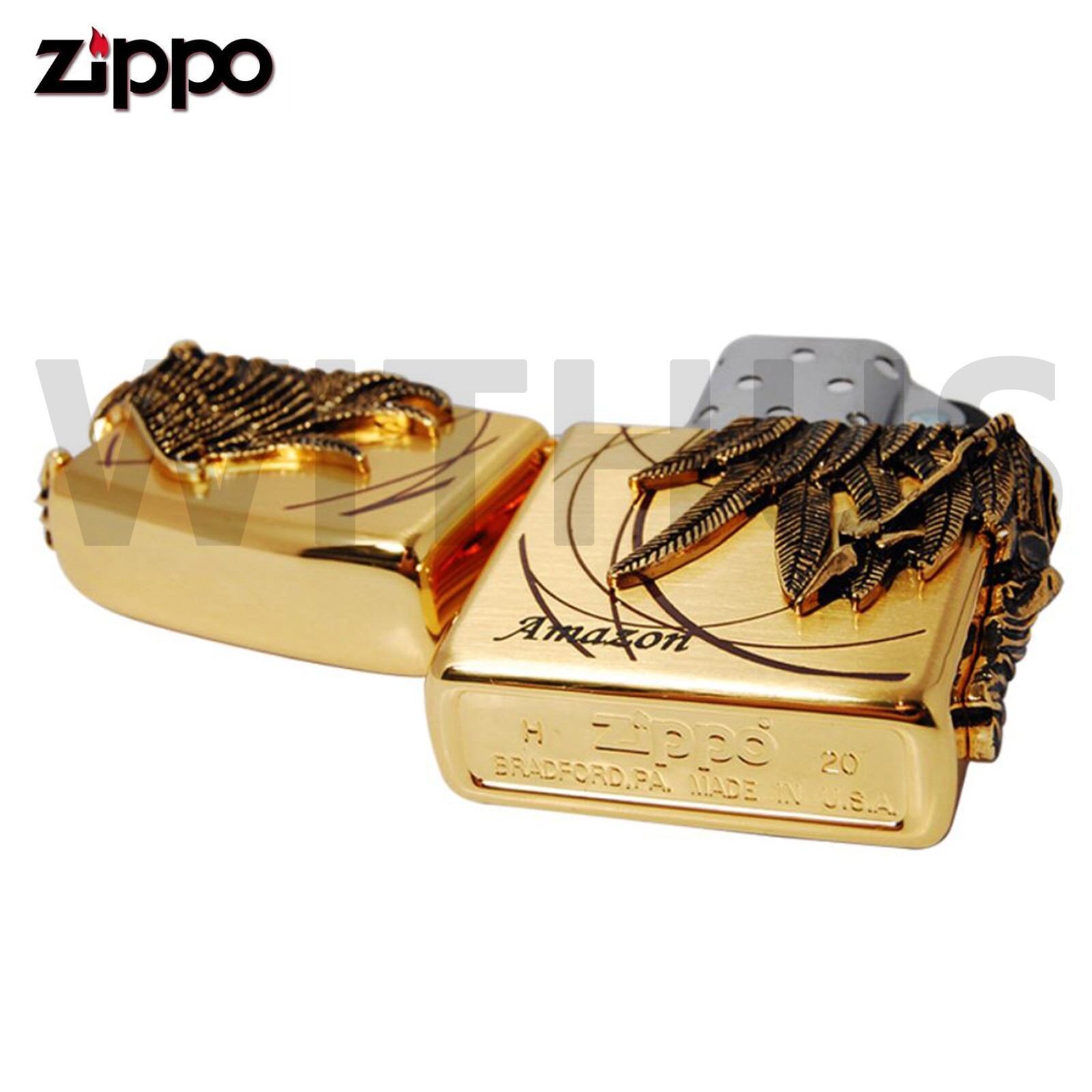 Zippo Amazon 1 GD Lighter Gold EMB Lighter New In Box – Trakcing