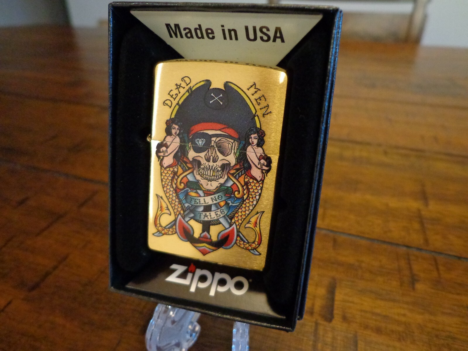 PIRATE MERMAIDS DEAD MEN TELL NO TALES SKULL BRASS ZIPPO LIGHTER MINT IN BOX