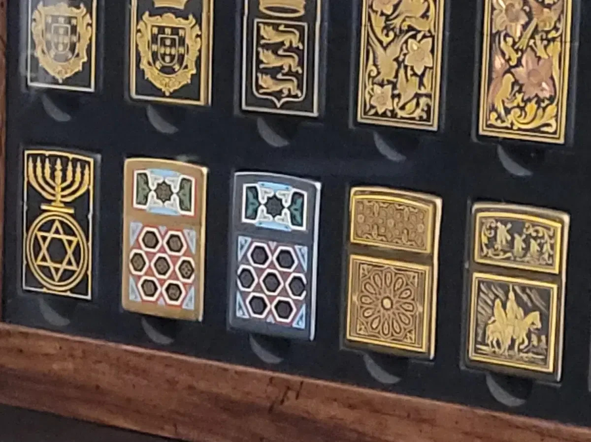 Rare Zippo Toledo Damascene Lighters Complete Set of 21 Wooden Case Unused