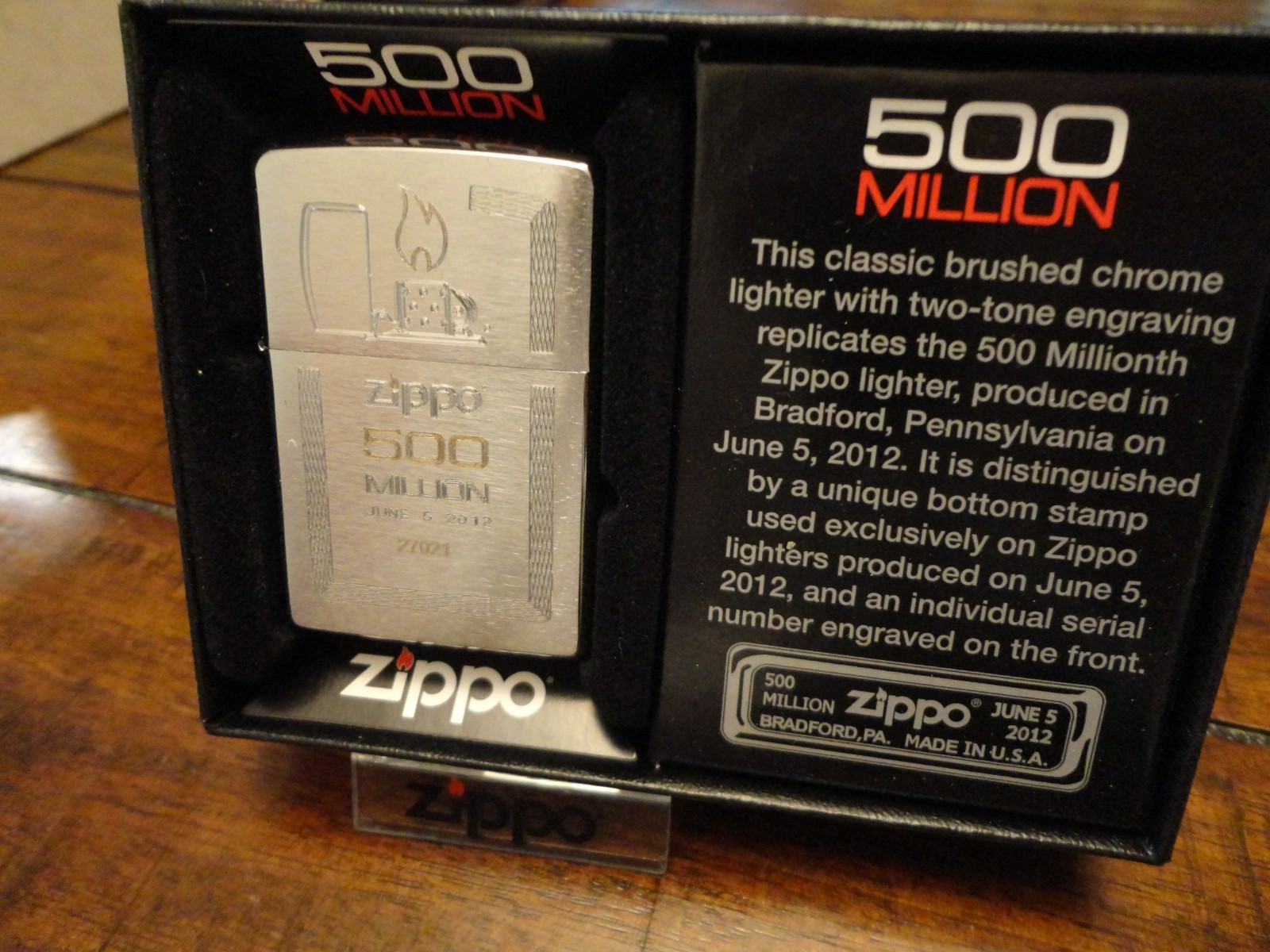 500 MILLION ZIPPO LIGHTER #27021 LIMITED EDITION 2012