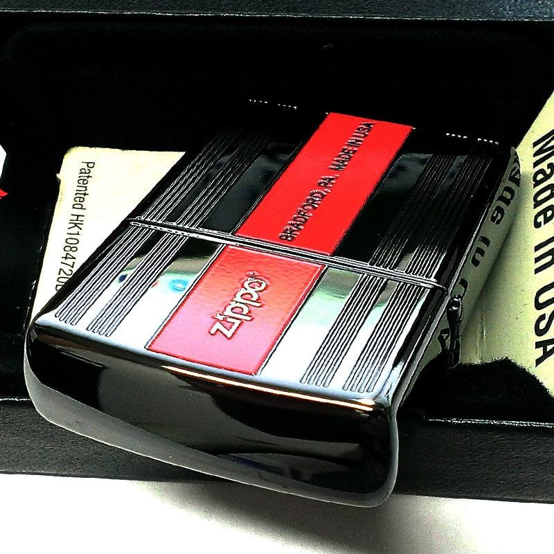 Zippo Luxury Line Black Red Etching Engraving Single Sided Processing New
