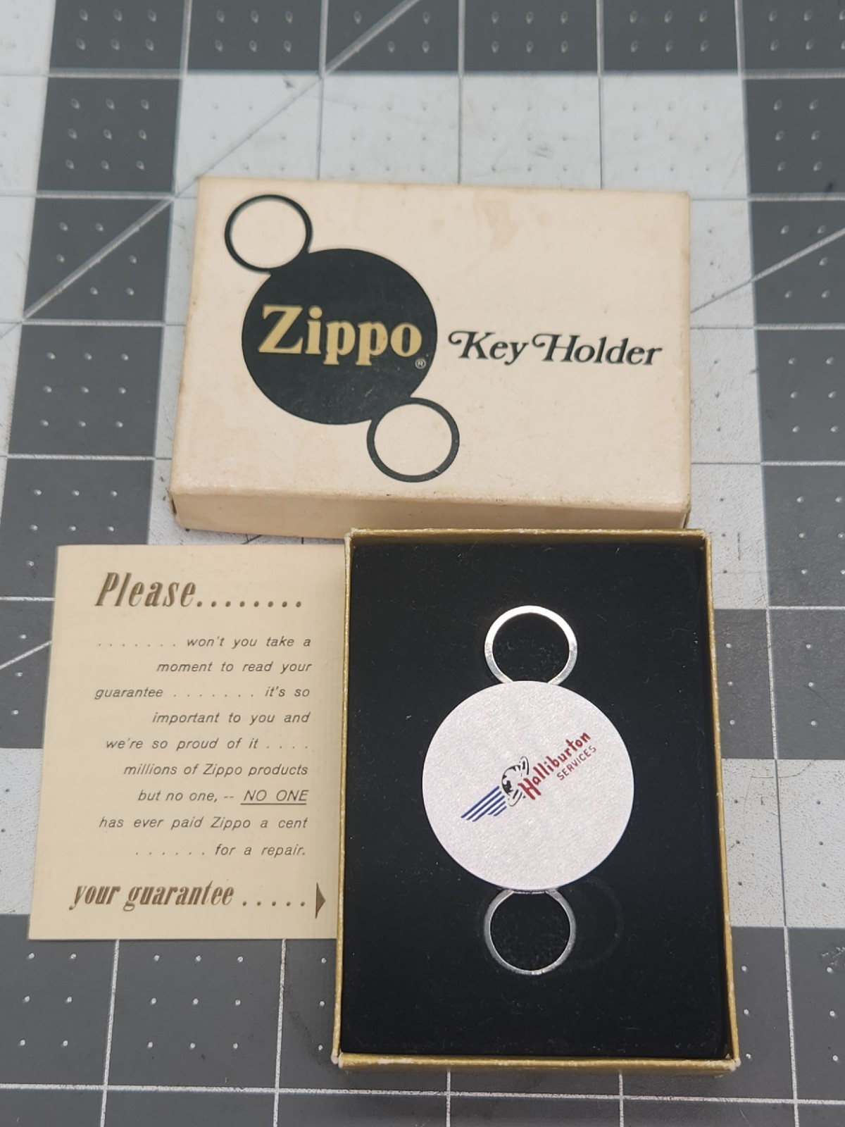 Vintage Advertising Halliburton Services Zippo Key Holder In Box