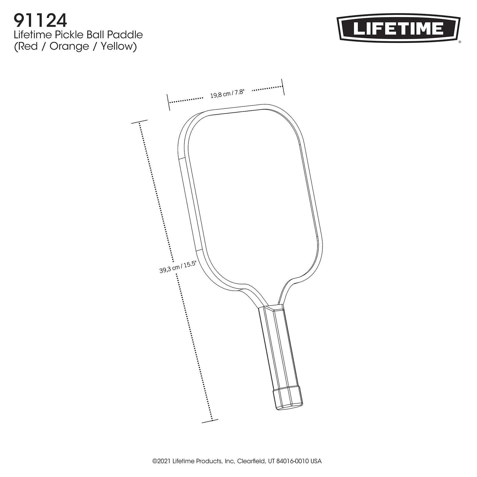Lifetime Pickleball Paddle Graphite Surface Honeycomb Core Comfort Cover Single