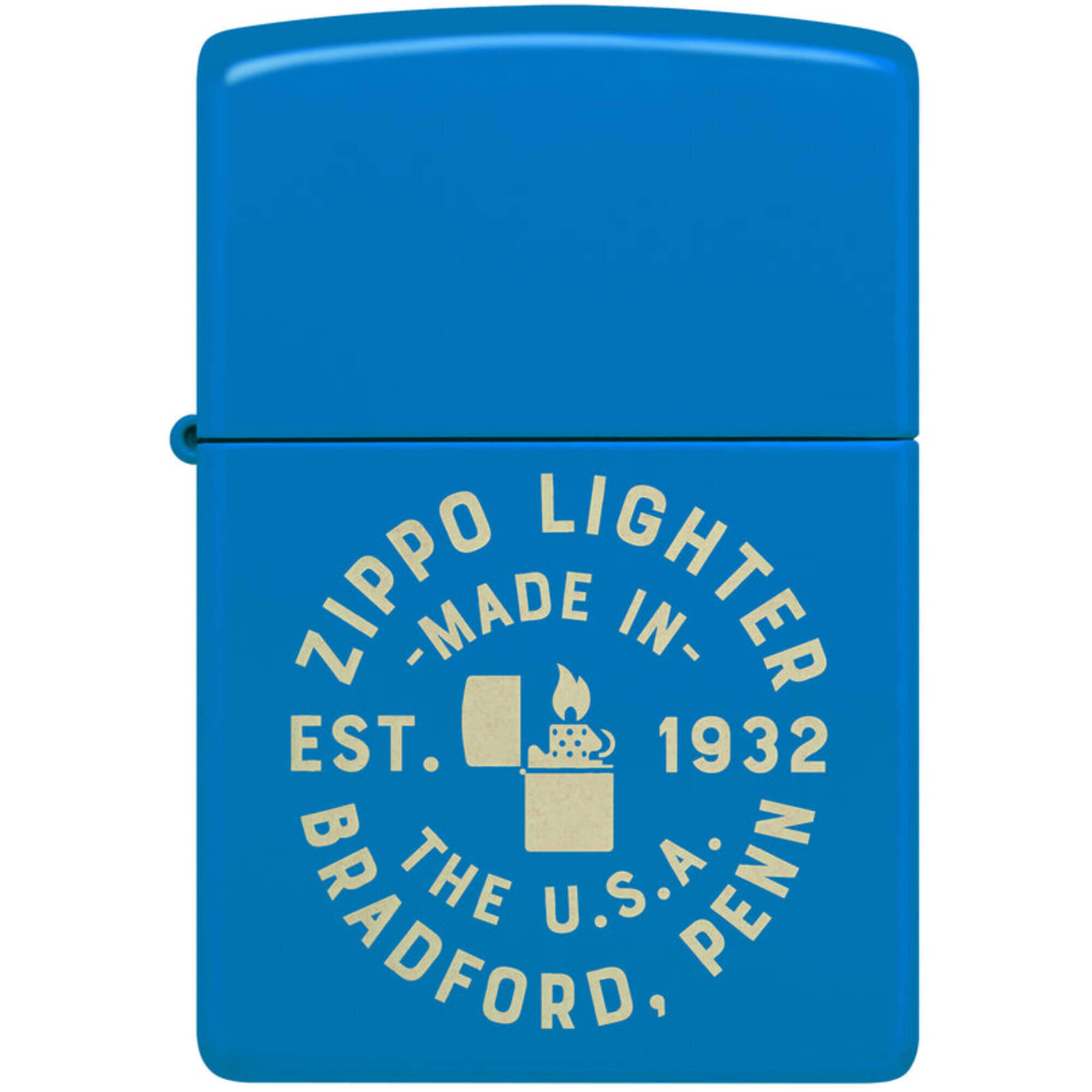 Zippo Windproof Pocket Lighter Zippo Seal design Sky Blue Matte Finish 46173