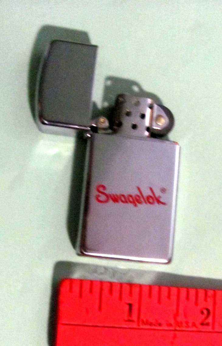 Swagelok Slim Zippo Lighter — High Polish Chrome -Unused ?-In Original Box