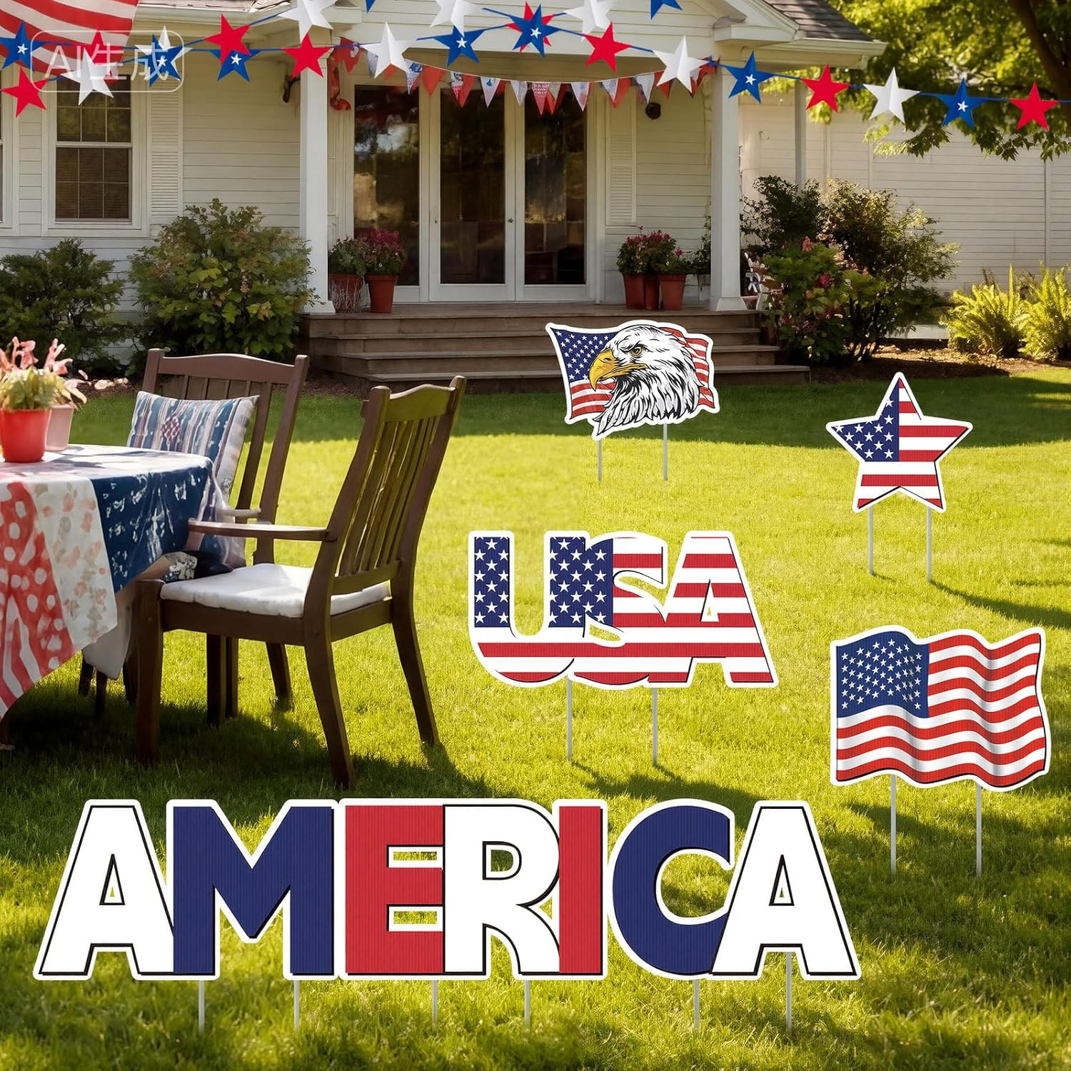 12 Pcs Large 250th Anniversary Yard Signs Decoration 4th of July 250th Patriotic