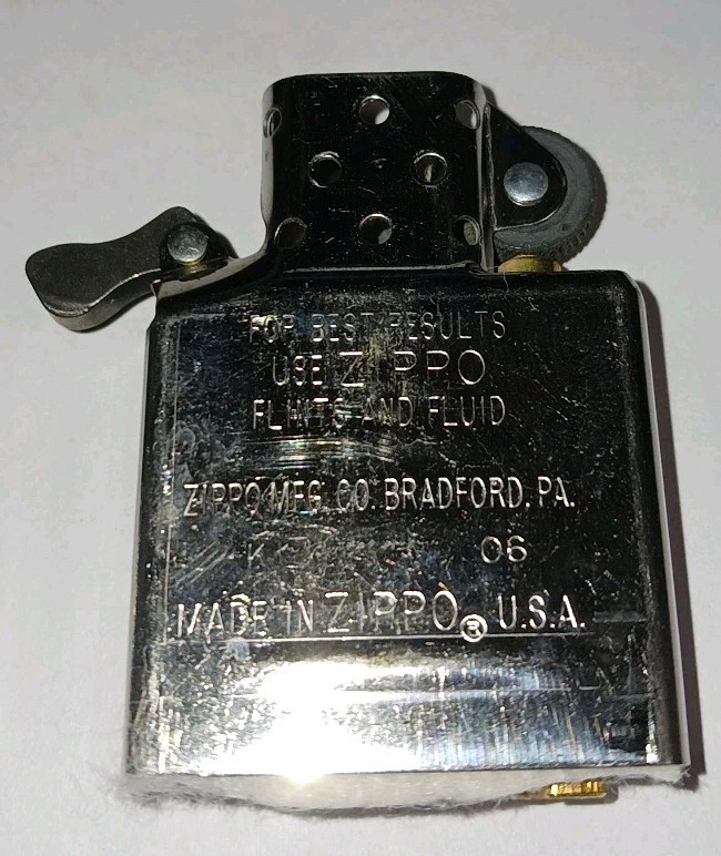 Vintage Zippo Brushed Chrome Lighter 2006 Matching Insert Sparks USA
