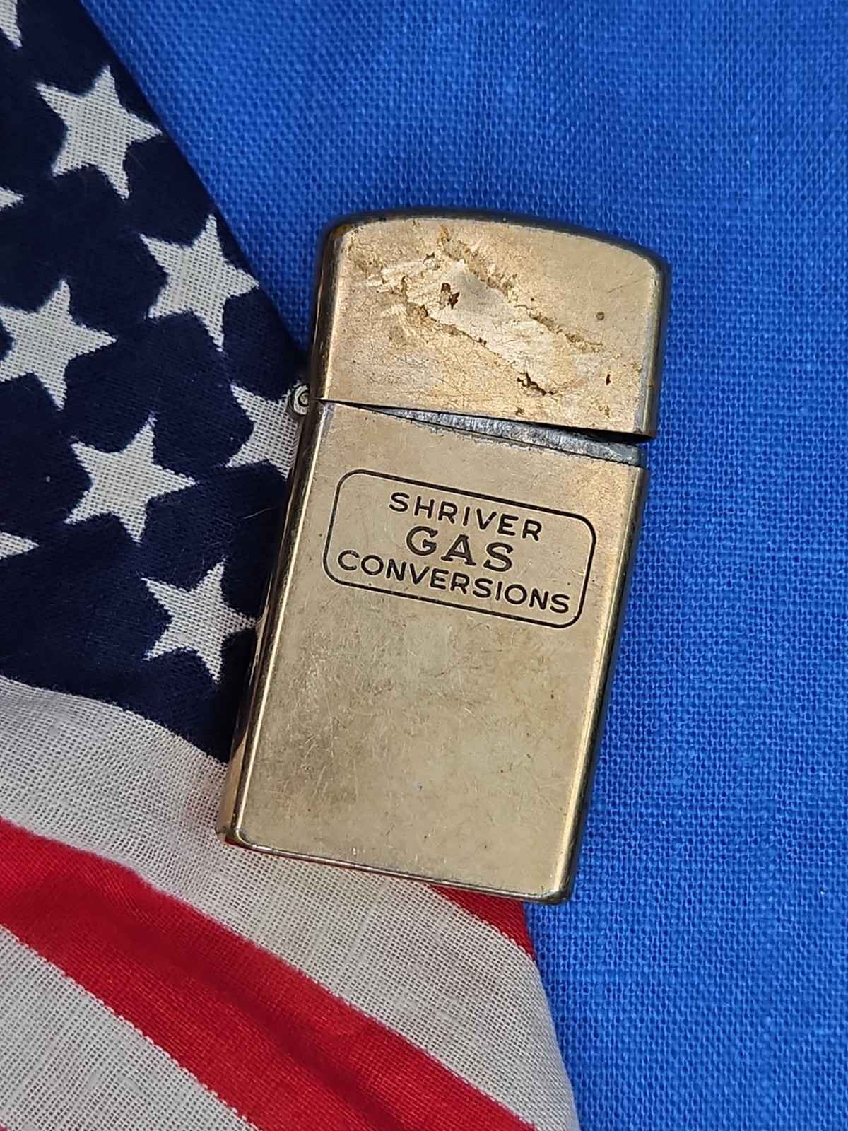 Vintage 10k Gold Filled Zippo Lighter SHRIVER GAS CONVERSIONS 1957/1950s Slim
