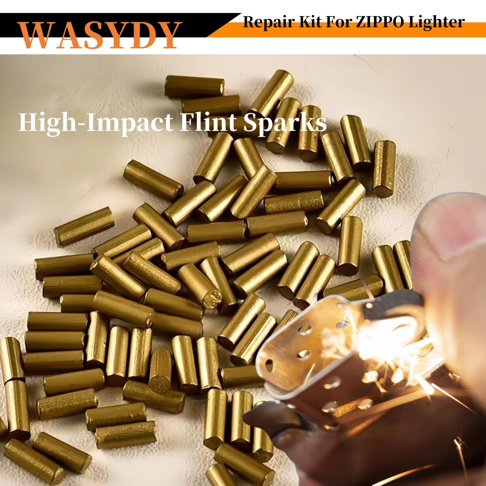 WASYDY Lighter Repair Kit,Flint Wick Set Compatible with Gold Silvery White