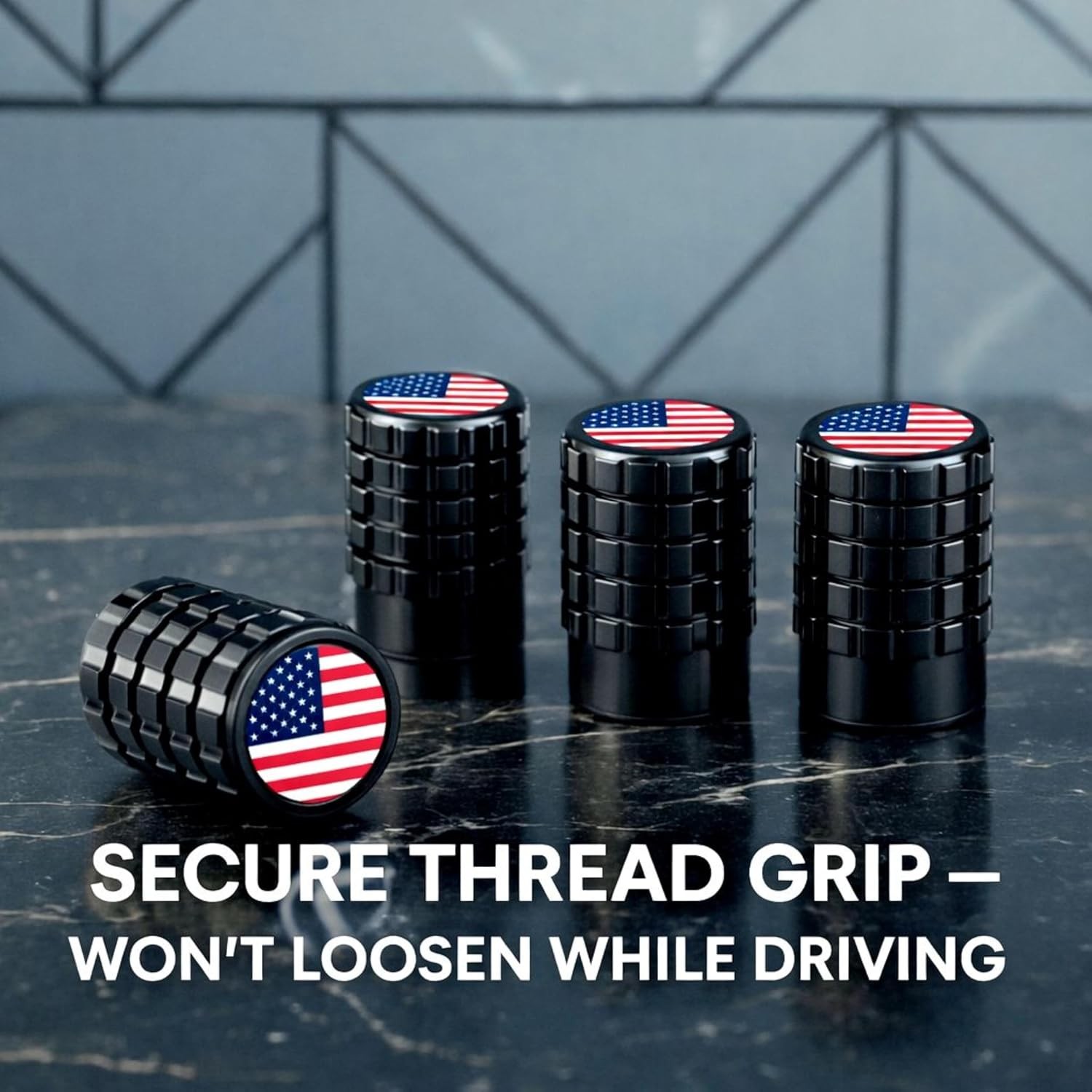 Leak Proof American Flag Anodized Valve Stem Caps with O-Ring Seal Valve Stem