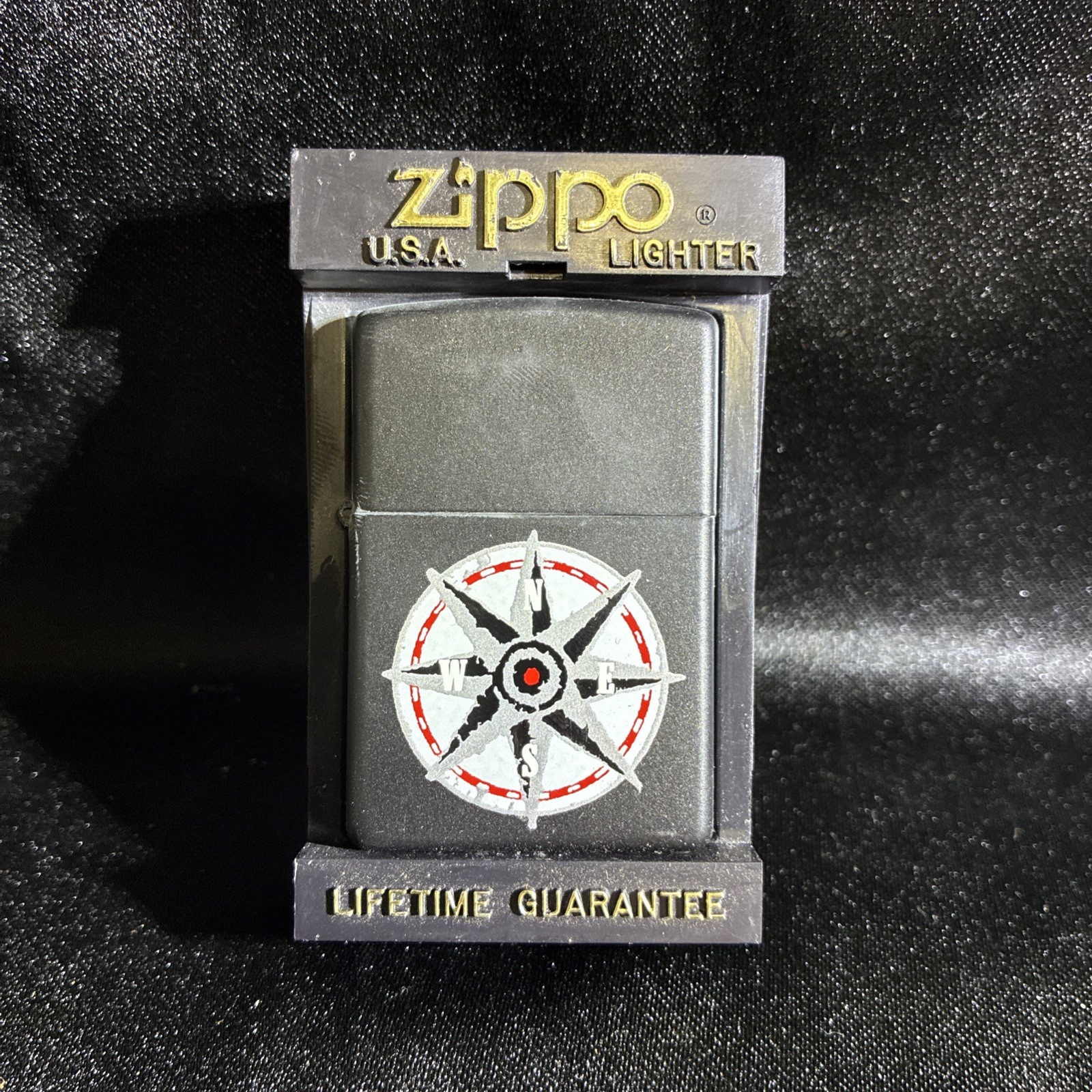 Zippo 1997 Black Matte Lighter Marlboro Compass. NEW UNUSED. RARE
