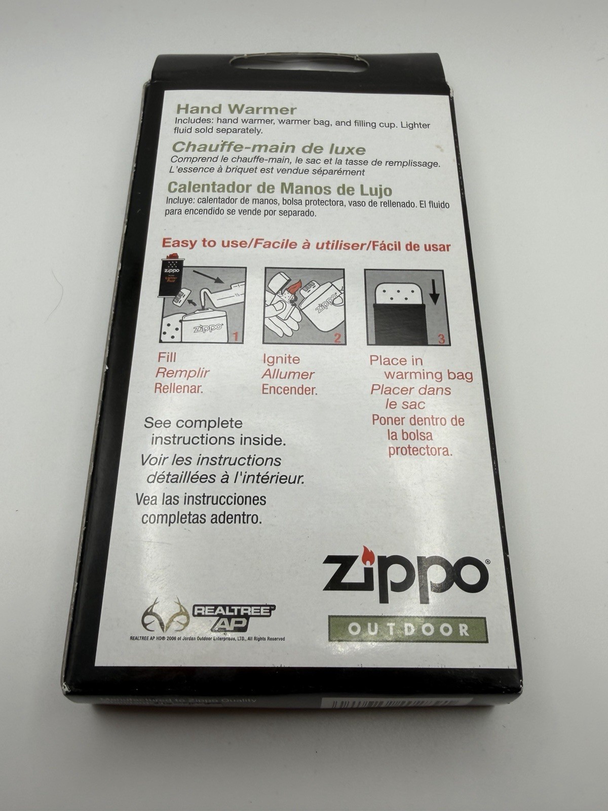 Vintage Outdoor Deluxe Realtree Camo Hand Warmer Zippo NEW B15