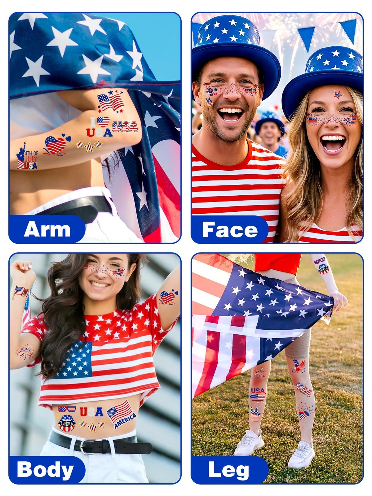 Itscolofy 4th of July Glitter Freckle Tattoos, Patriotic Temporary Tattoos St…
