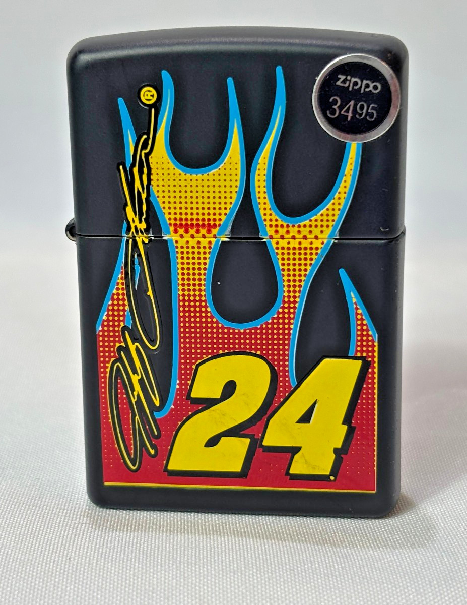 2010 Zippo Lighter JEFF GORDON #24 Nascar Flames Sticker Sealed In Tin