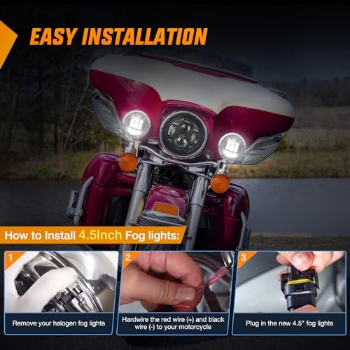 Motorcycle 2PCS 4.5 Inch LED Fog Lights Passing 4.5Inch Fog Lights 2Pcs Black