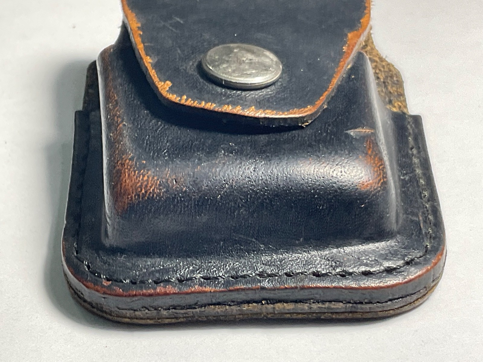 Biker Leather Zippo Case Pouch w/ Belt Snap & Clip ~ Vintage Made USA ~ HTF💥